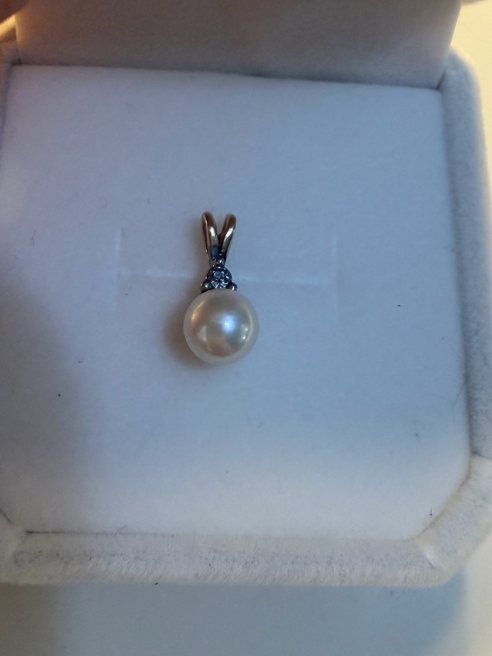 14k Gold Pearl Diamond Necklace Pendant